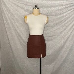 Pleather Brown Skirt Short Mini Leather Small Y2K Biker Cool Biker Light Summer